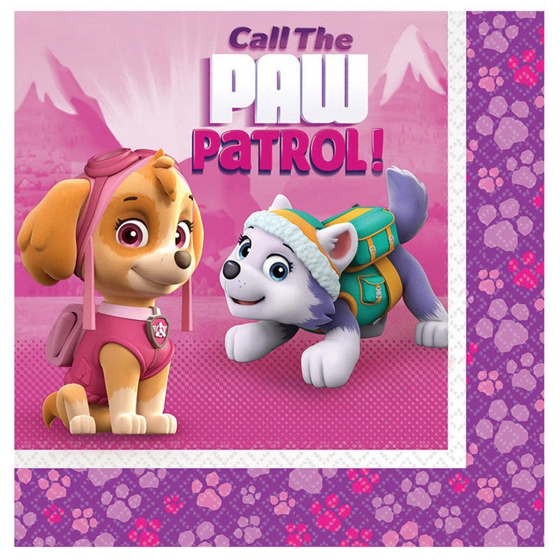 16 Pink Paw Patrol Paper Luncheon Napkins