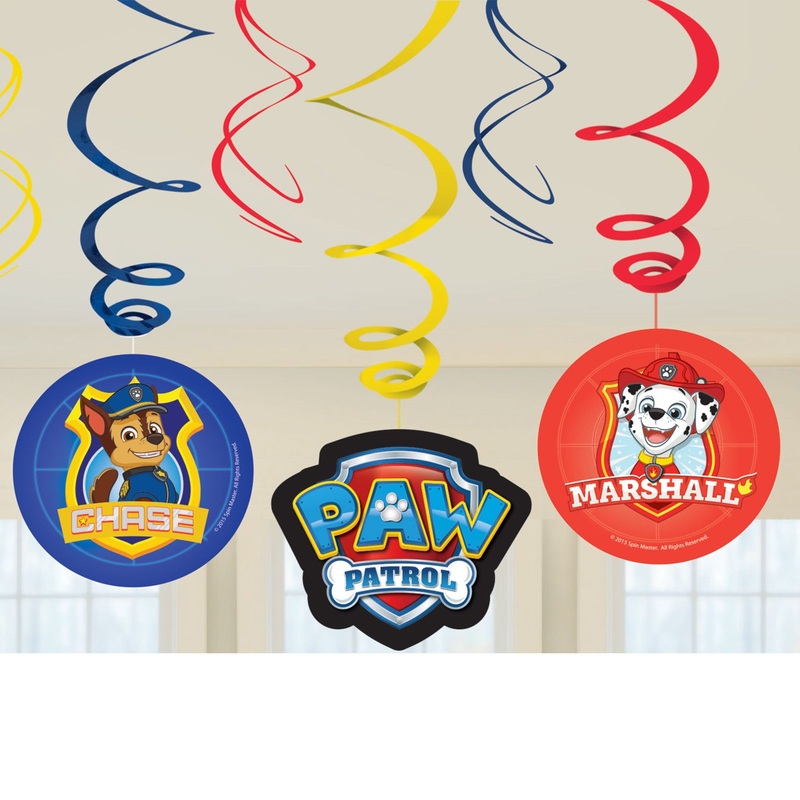 6 Paw Patrol Swirl Decorations