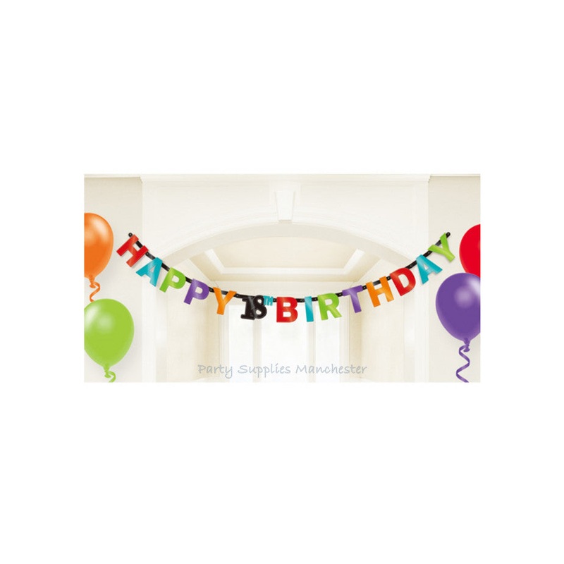 Chevron Design Happy 18th Birthday Foil Letter Banner