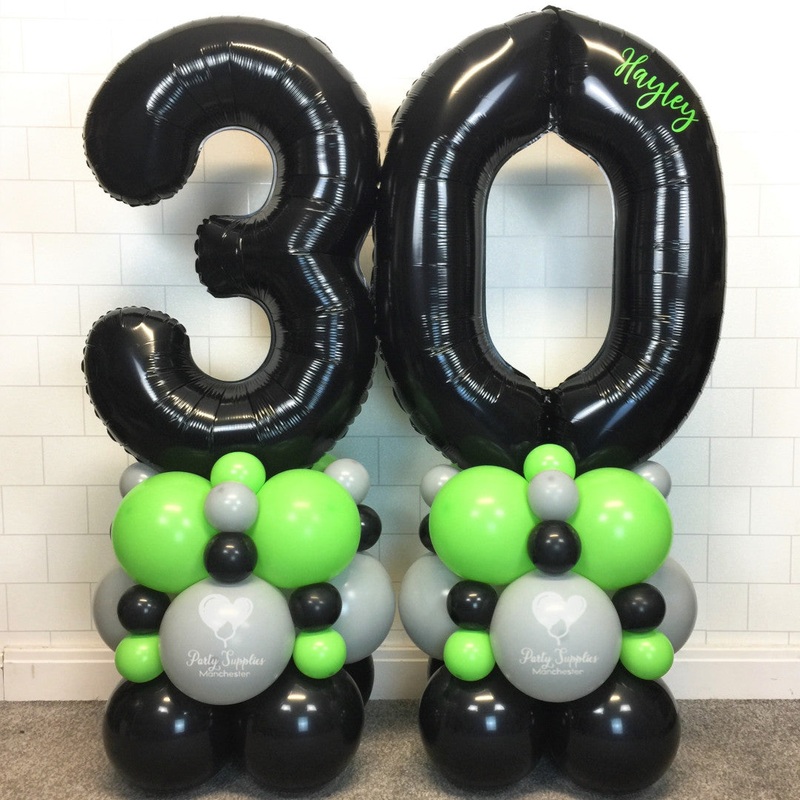 COLLECTION ONLY - Black, Lime Green & Grey - Personalised Double Number Tower