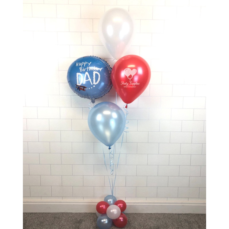 COLLECTION ONLY -  Dad Bouquet - 3 Latex Balloons & 1 Happy Birthday Dad 18" Foil & Balloon Base