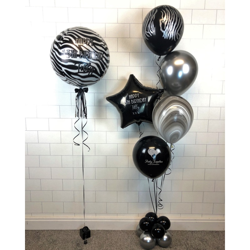 COLLECTION ONLY - Personalised Zebra Orbz Balloon & Personalised Bouquet