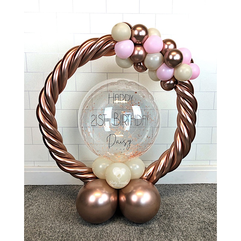 COLLECTION ONLY - Twisted Hoop Table Centerpiece - Pink, Rose Gold & Cream