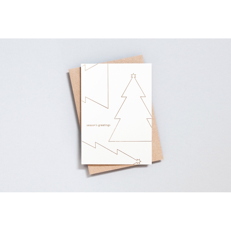 6 Festive Christmas Cards  Copper Trees Natural