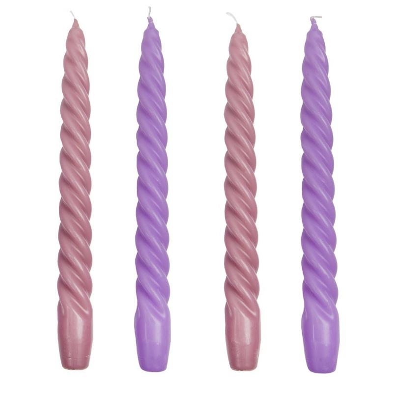 Boho Purple Spiral  4 Deluxe Dinner Candles