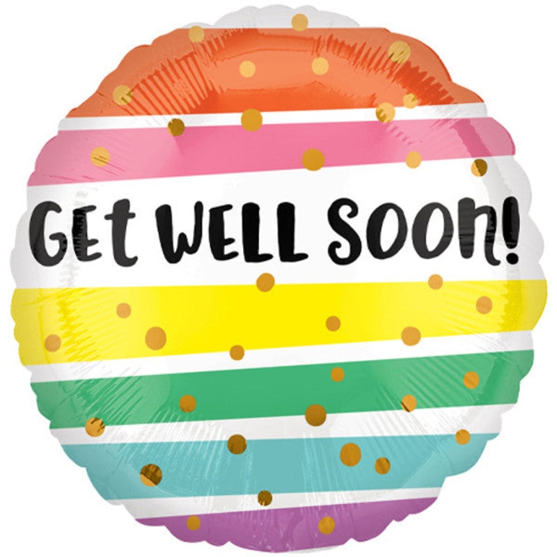 Bright Stripes Get Well Soon   18" /46cm Foil Balloon