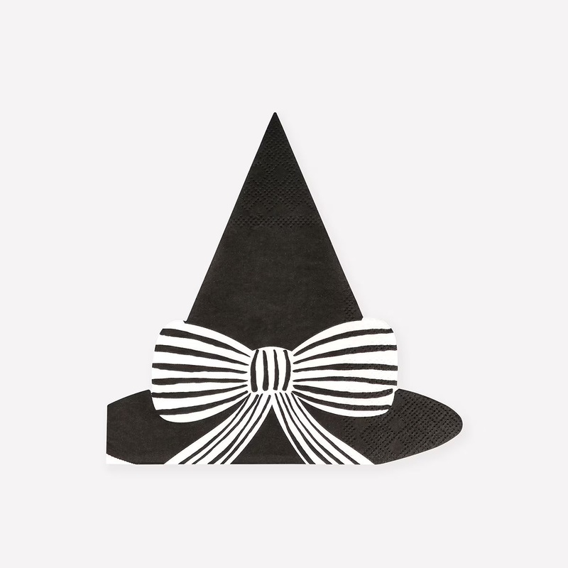 Chic Halloween Witch Hat Napkins with Striped Bows  Pack of 16