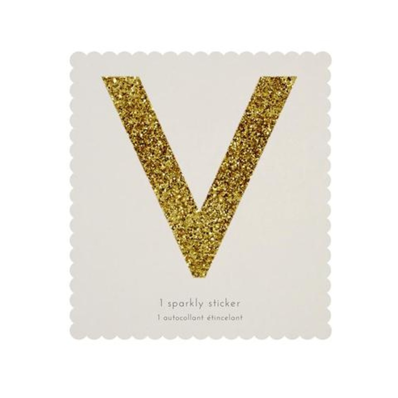 Chunky Gold Glitter V Sticker