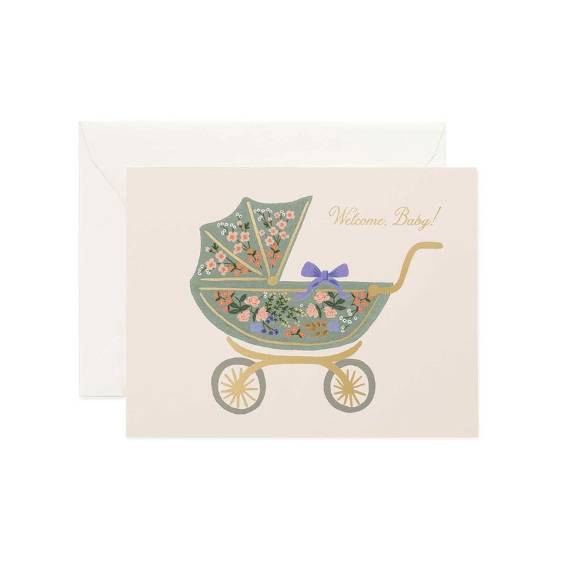 Floral Pram  Baby Card