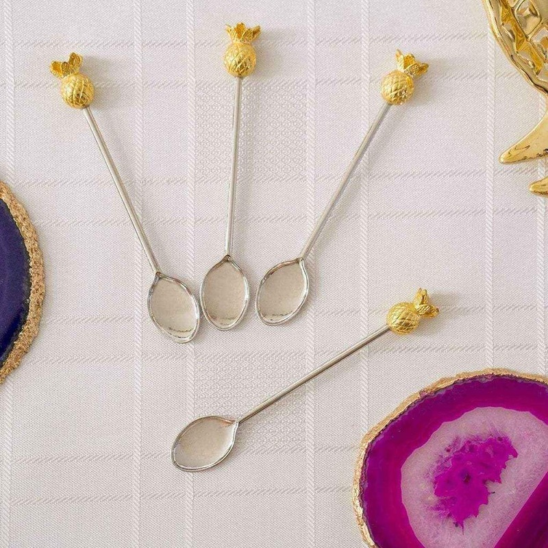 Gold Pineapple Teaspoons (4)  By Talking Tables