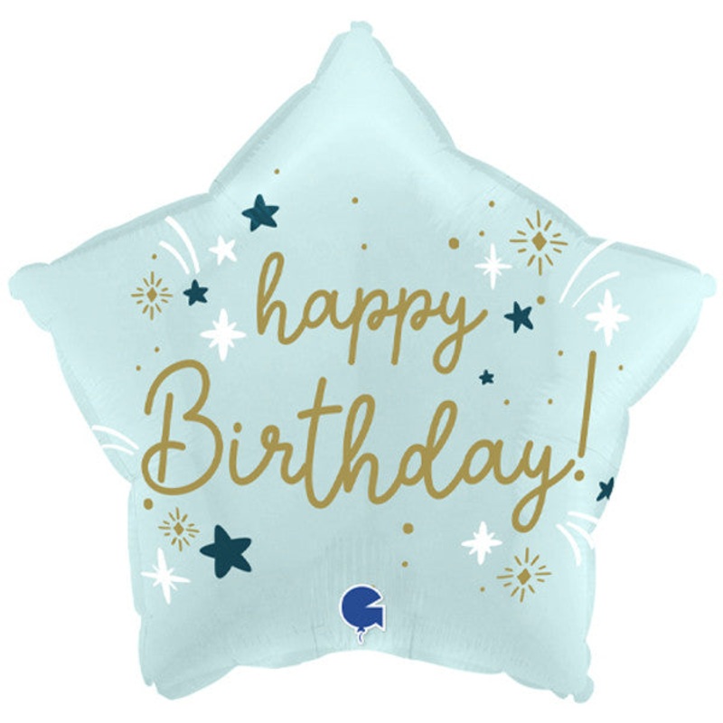 Happy Birthday Blue Star  18" /46cm Foil Balloon
