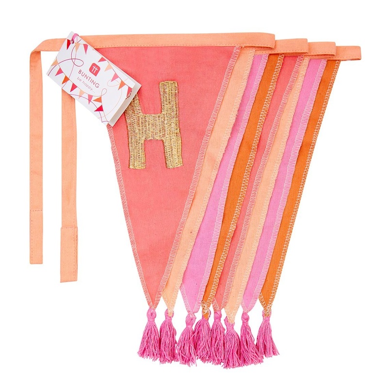 Pink Happy Birthday  Fabric Flag Bunting