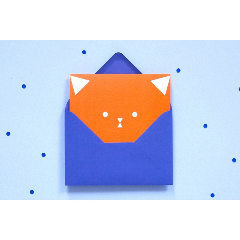 Red Cat  Greetings Card