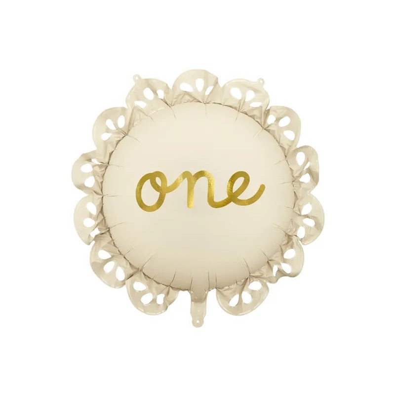 Ruffle Cream 'One'  Foil Balloon