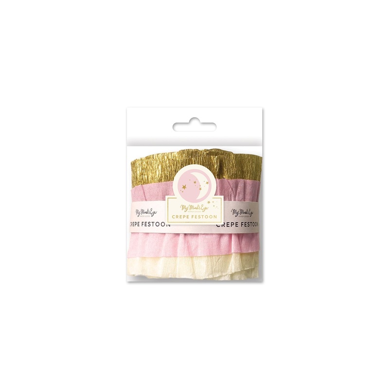 Baby Pink, Cream & Gold  Crepe Stitched Streamer