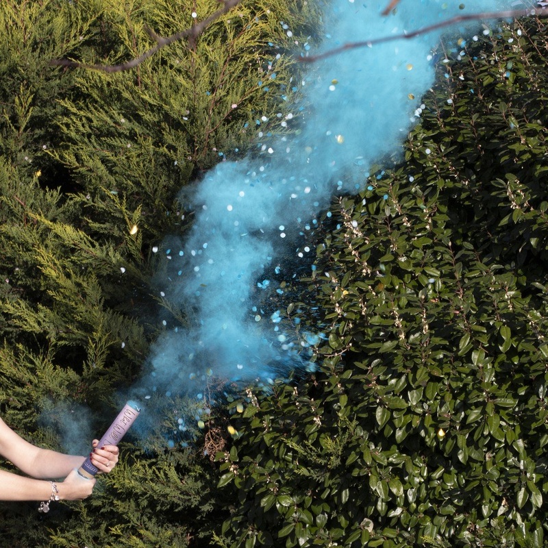 Gender Reveal Smoke Cannon  Blue with Confetti