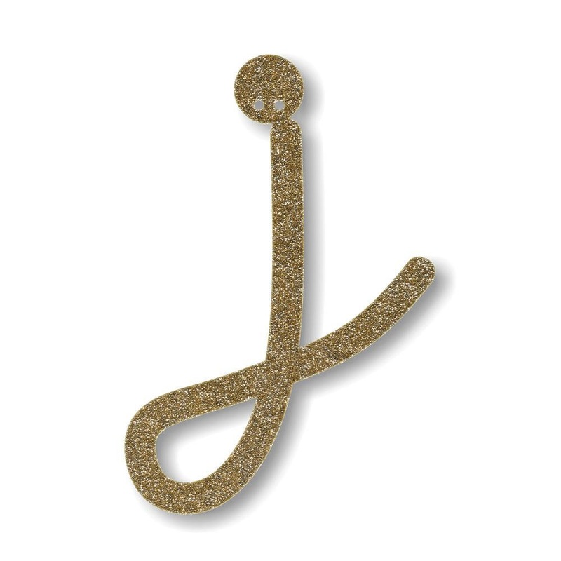 Gold Glitter Acrylic J Bunting