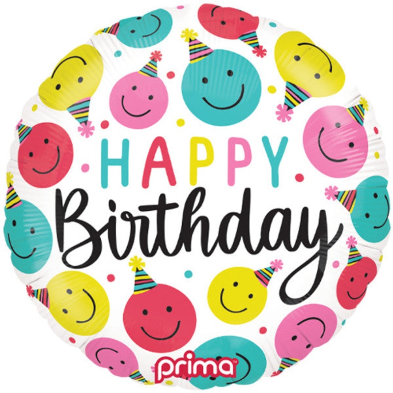 Happy Birthday Happy Faces  18" /46cm Foil Balloon
