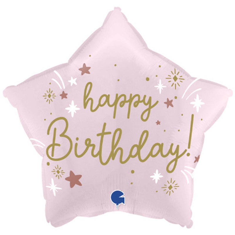 Happy Birthday Pink Star  18" /46cm Foil Balloon