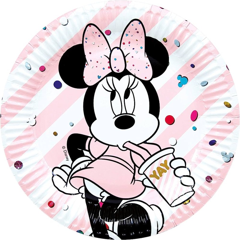 Round Minnie Mouse  Gem Paper Plates (8)