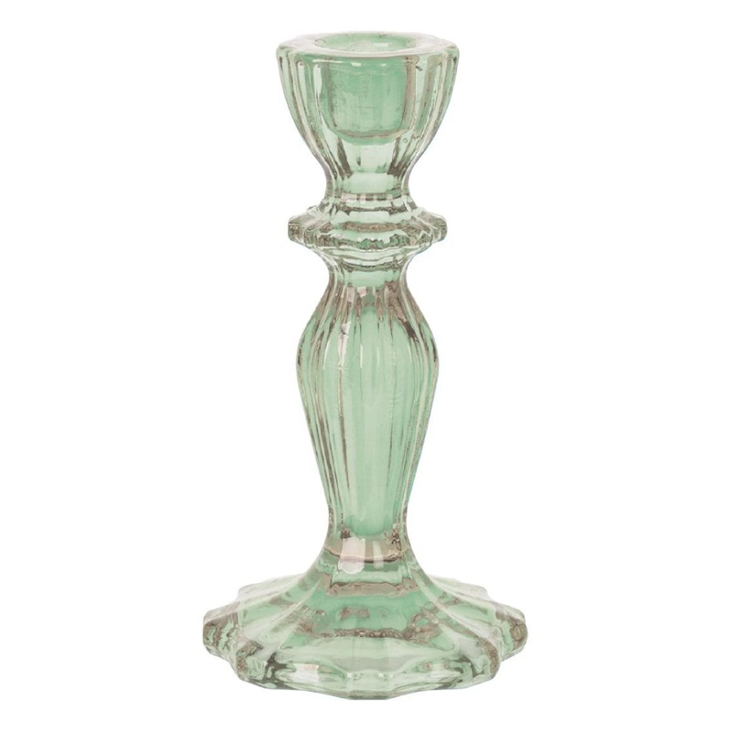 Sage Green Glass  Candle Holder