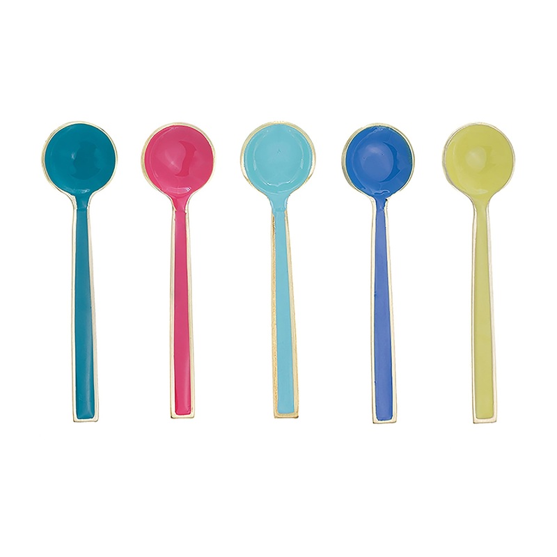 Spoons Set  Enamel & Brushed Gold