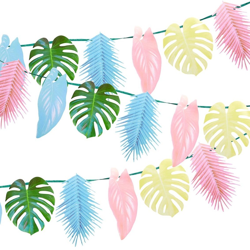 Tropical Palm  Pastel Leaf Garland (2.6M)