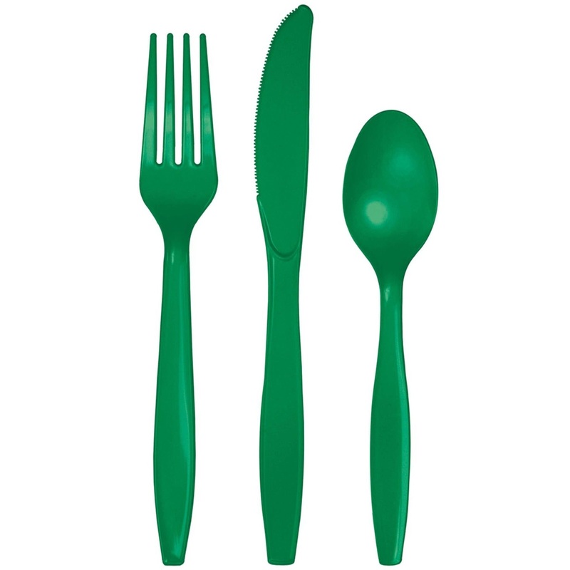 24-Set Green Plastic Cutlery