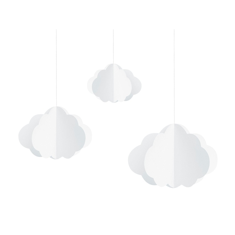 3D Paper Cloud Decorations 3ct