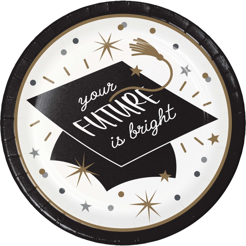 Black & Gold Graduation Cap Plates