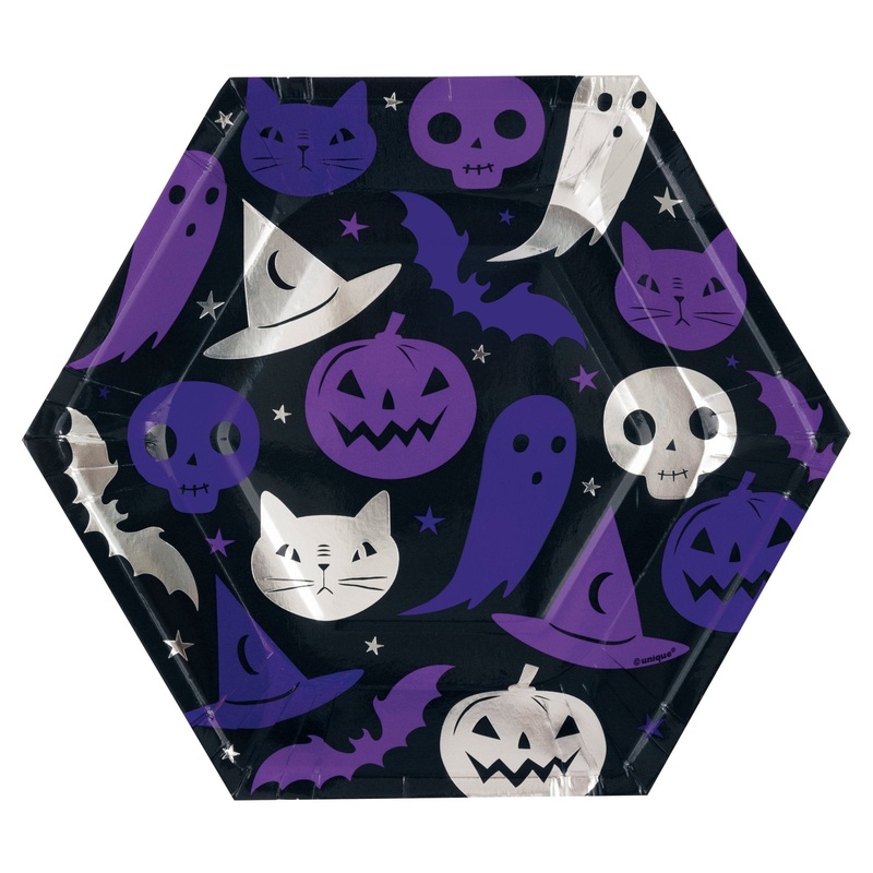 Black & Purple Spooky Halloween Plates