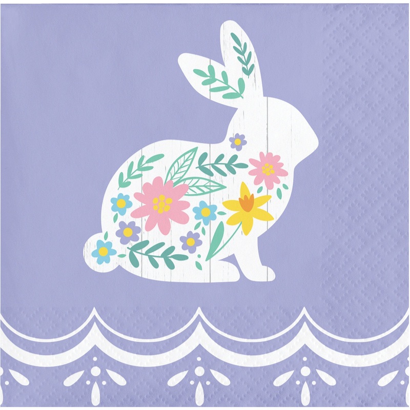 Floral Bunny Beverage Napkins