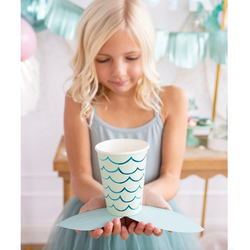 Mermaid Mint Paper Cups with Tails 8ct