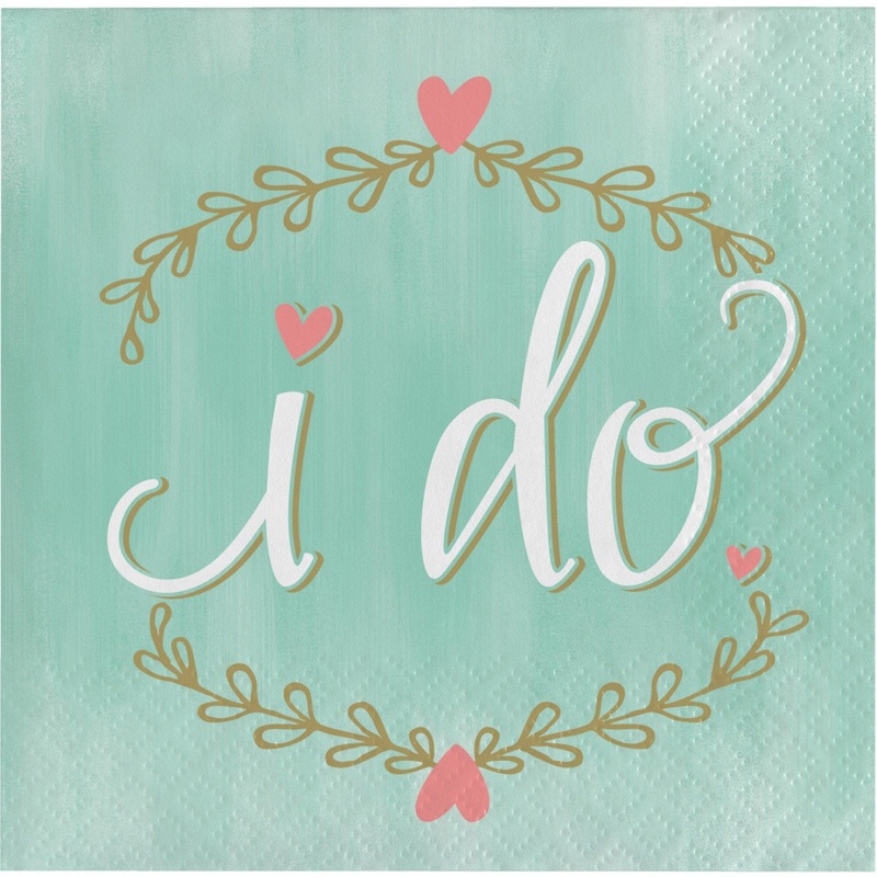 Mint Napkins "I Do"