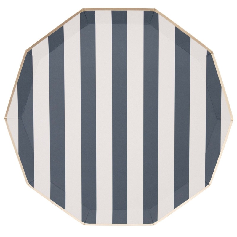 Navy Blue Striped Plates