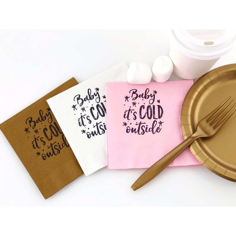 Pink and Gold "Baby It's Cold Outside" Napkins