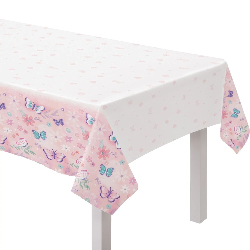 Pink Butterfly Party Tablecloth