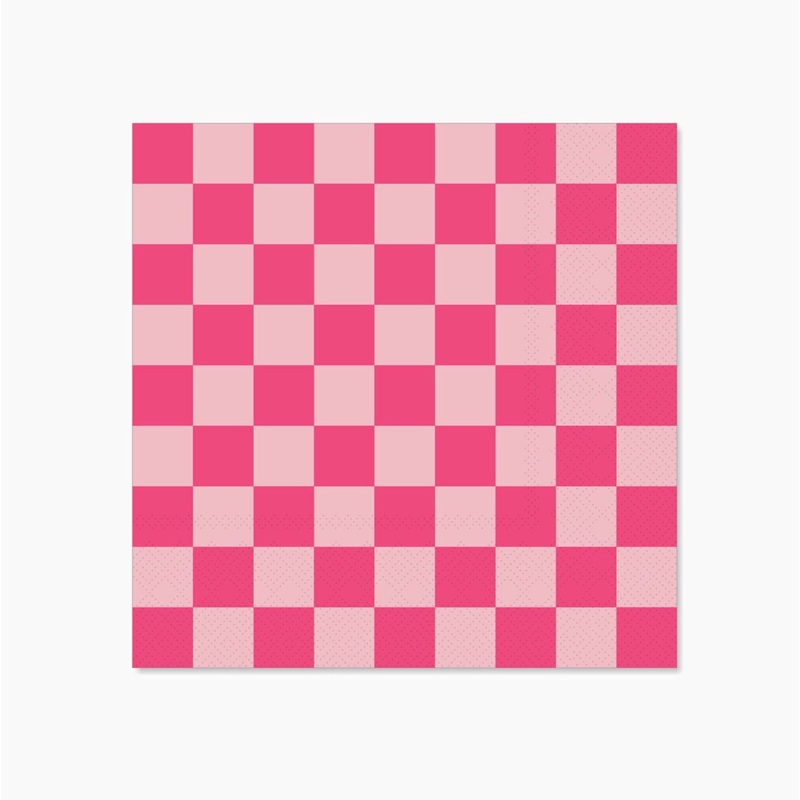 Pink Checkered Party Napkins 20ct