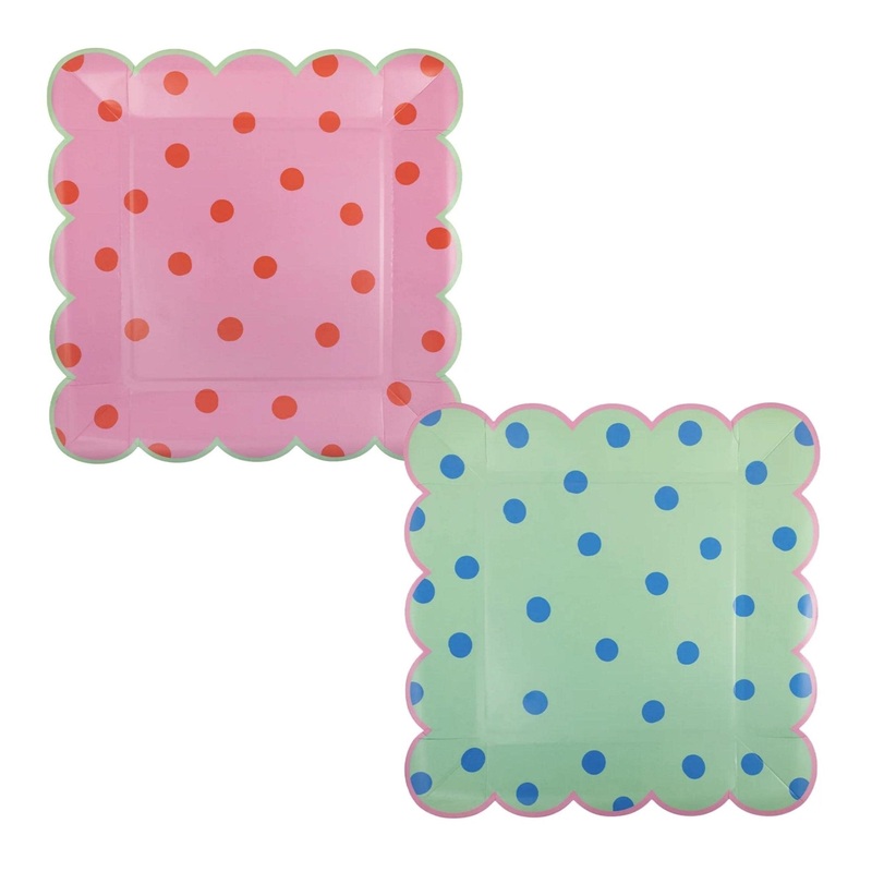 Pink & Mint Polka Dot Party Plates