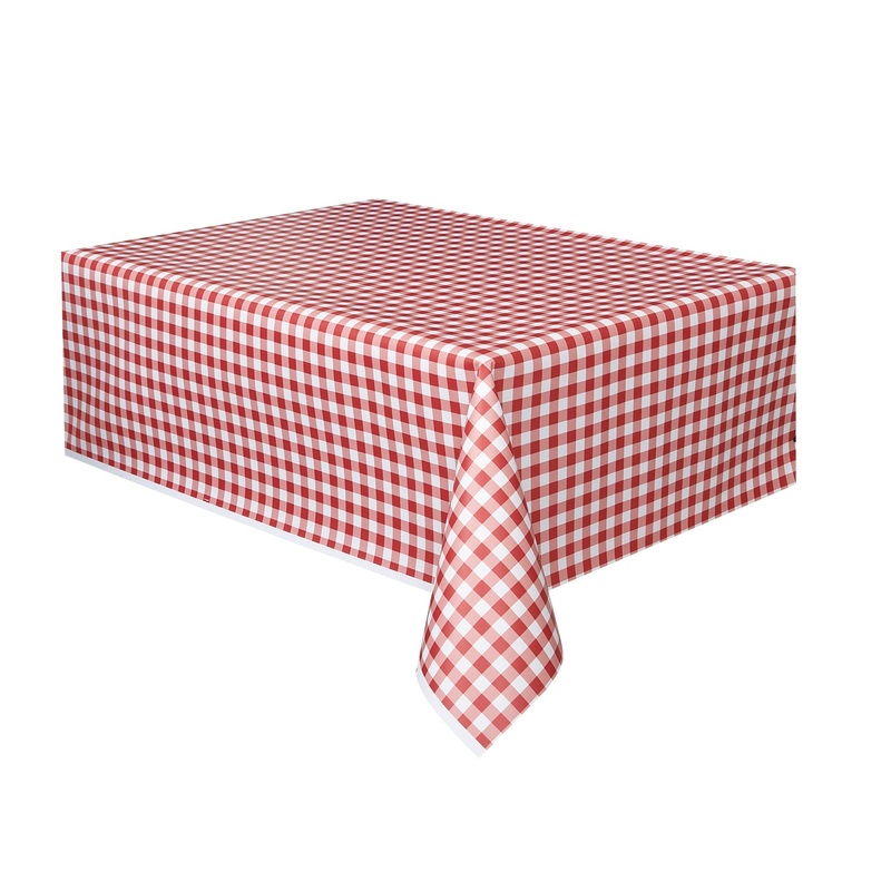 Red Gingham Plastic Tablecloth