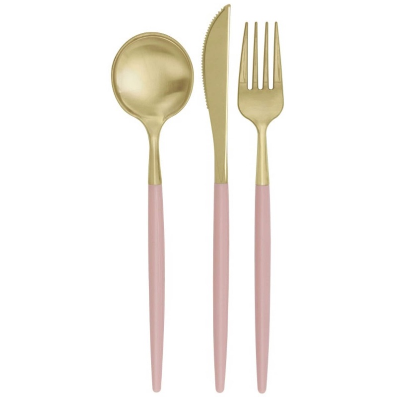 Rose Gold Plastic Cutlery 16pc