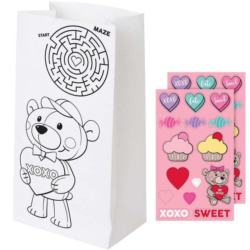 Valentine's Activity Treat Bags & Stickers 8ct