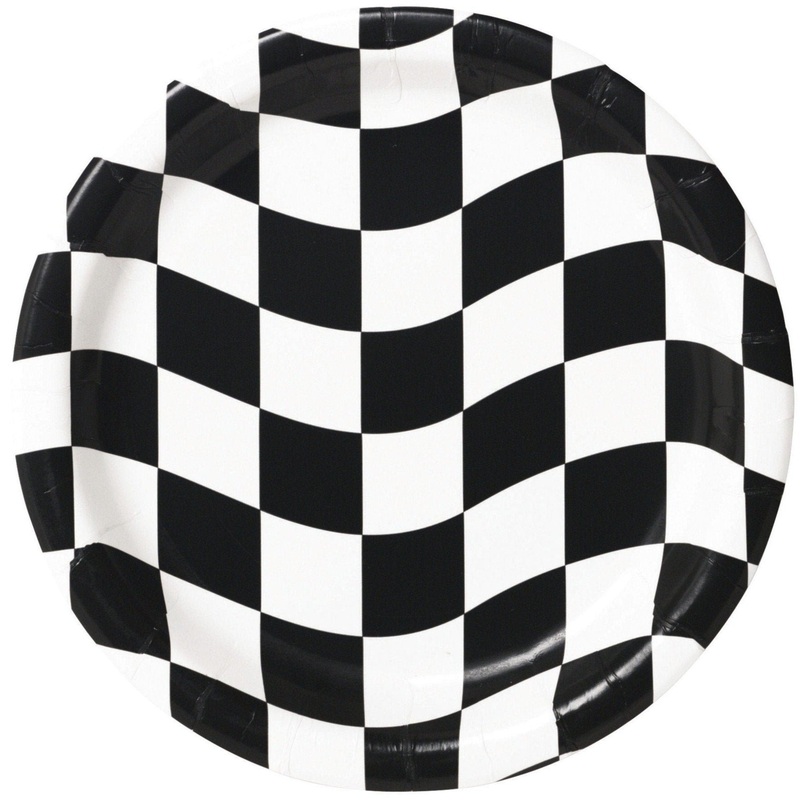 9" Black & White Checkered Plates