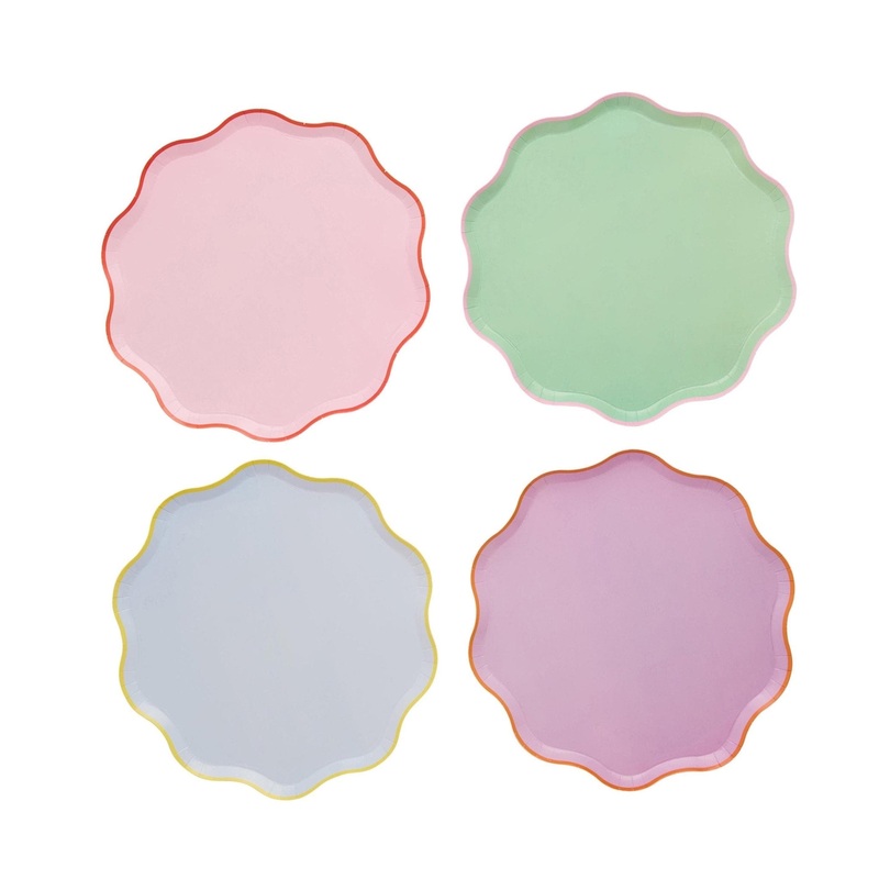 Bright Pastel Scalloped Paper Plates