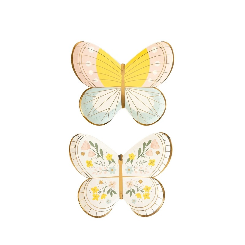Floral Pastel Butterfly Plates