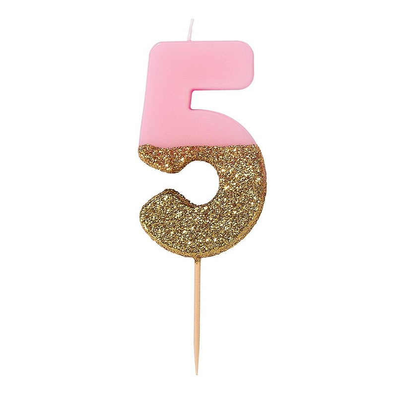 Number Five Pink Candle
