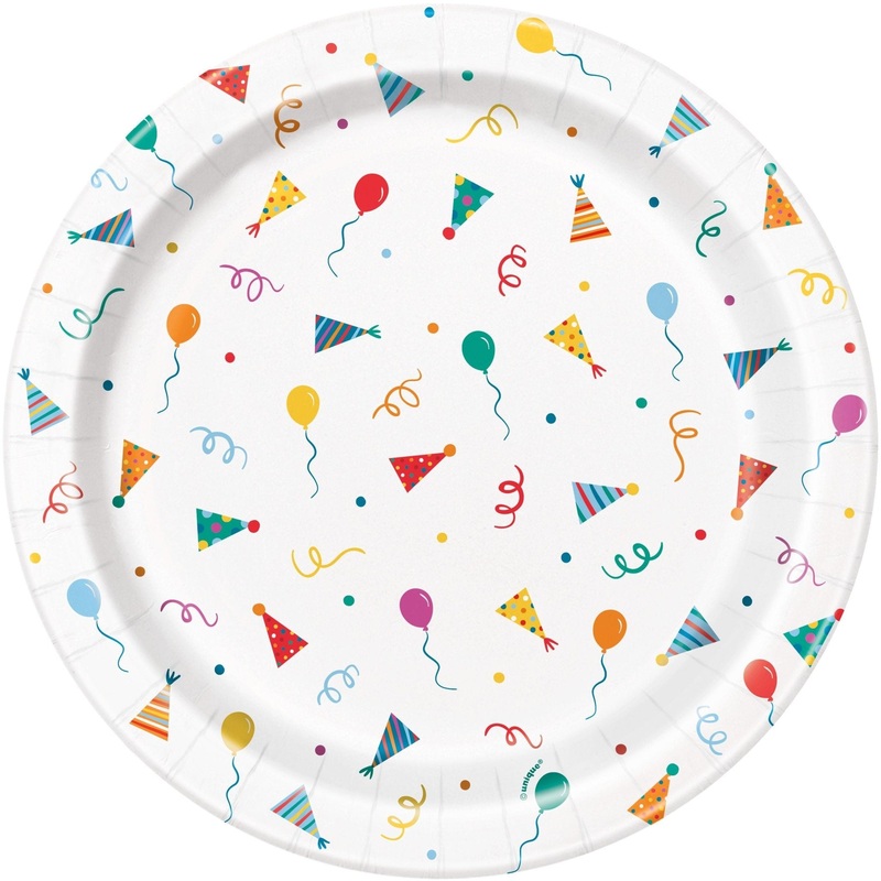 Party Hat & Balloon Dinner Plates 8ct