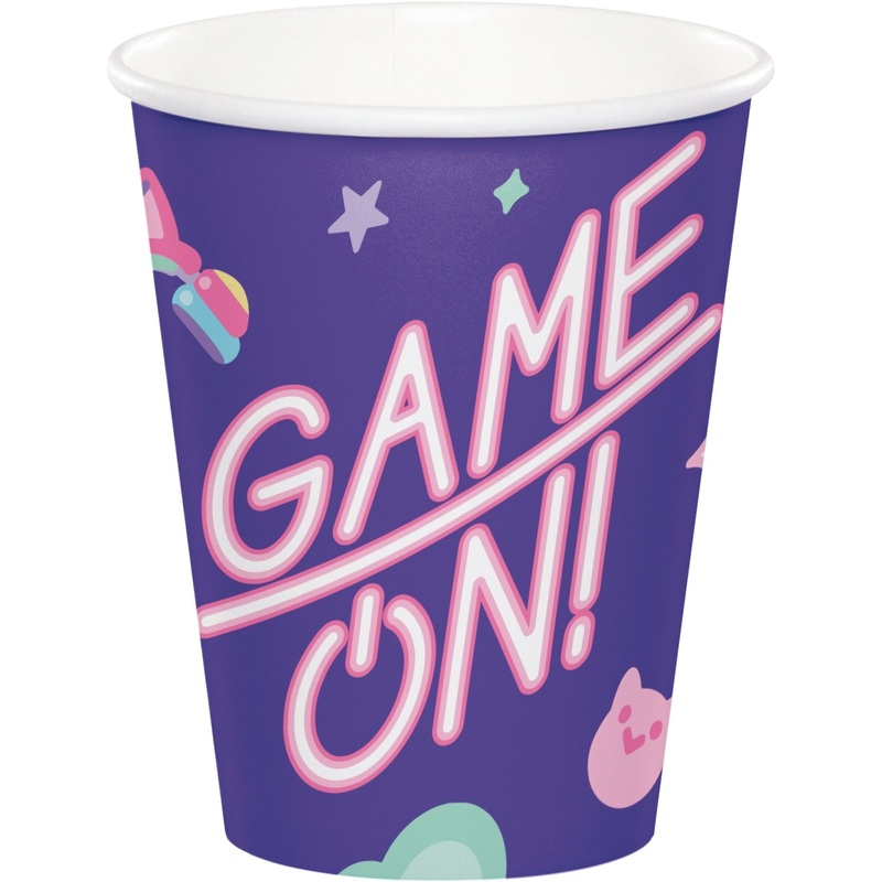 Purple & Pink Game On Party Cups