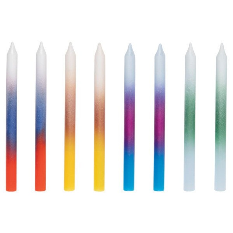 Rainbow Ombr Birthday Candles 8ct