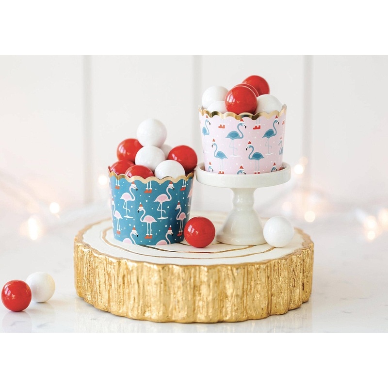 Santa Flamingo Baking Cups